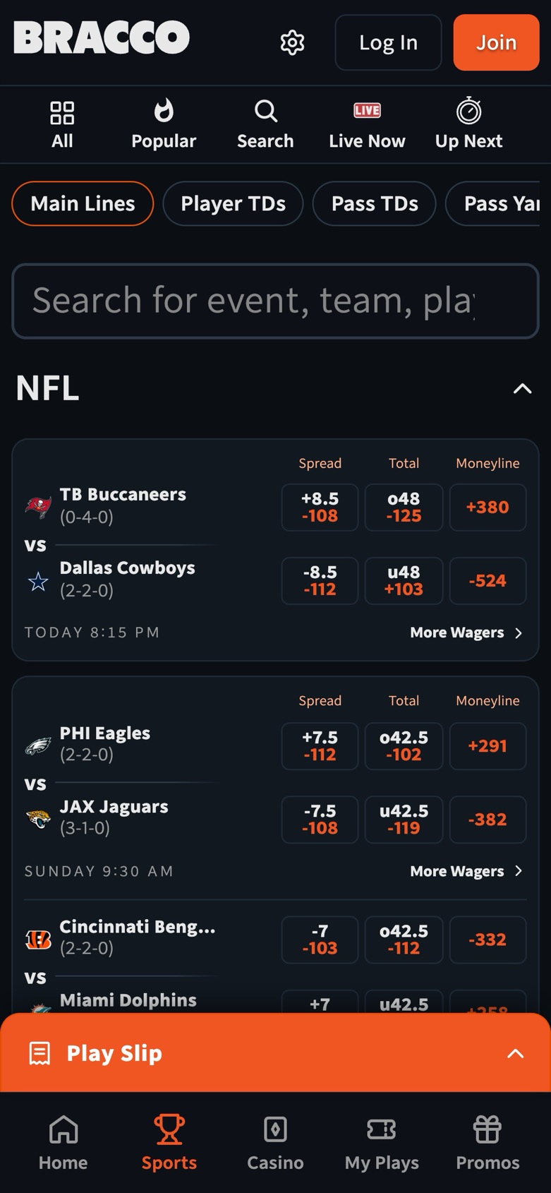 Bracco Social Sportsbook on iPhone